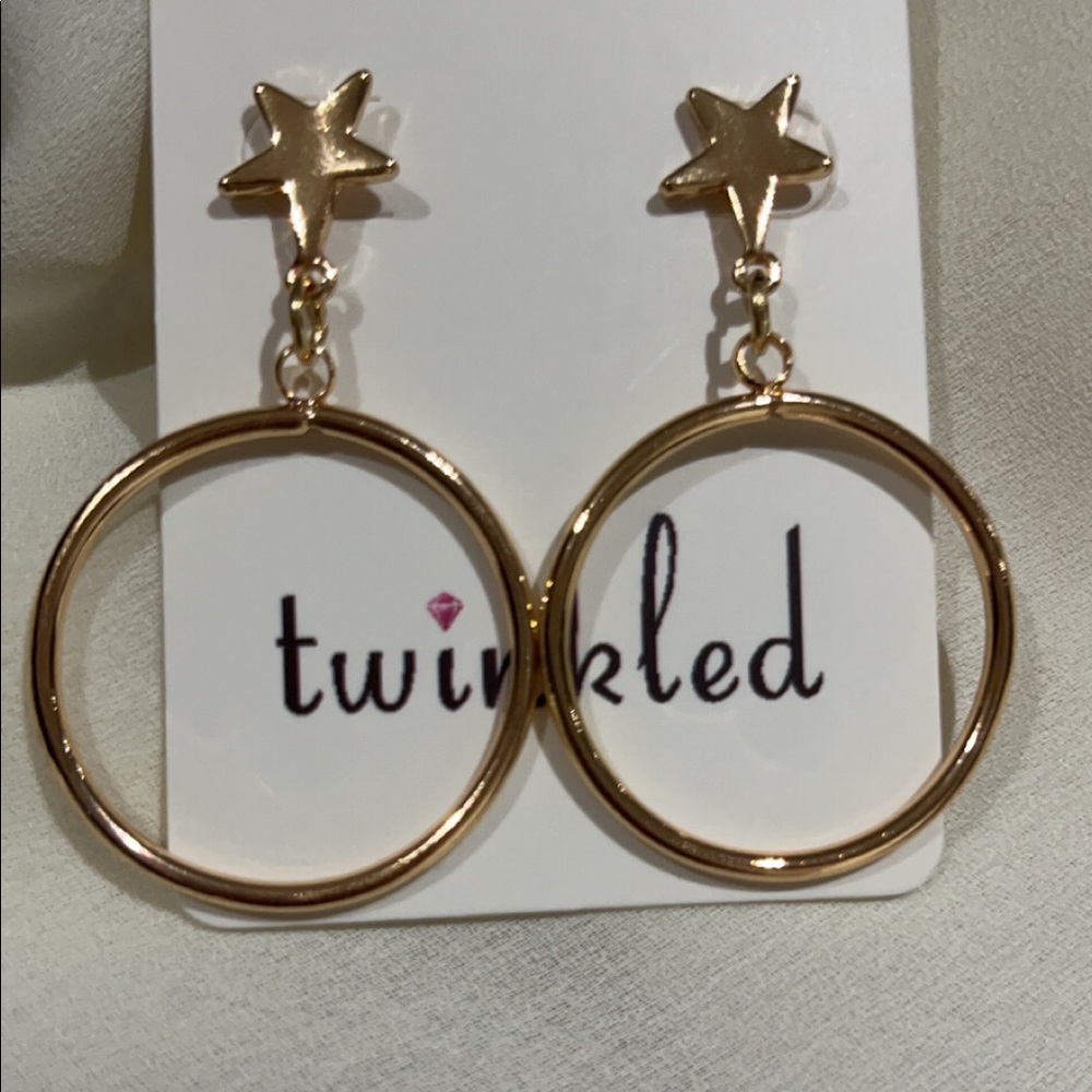 2/$20 Gold star hoop earrings